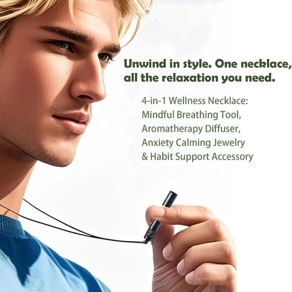 Rose Gold Stainless Steel 3-in-1 Mindfulness Necklace with Diffuser, Mediation, - Picture 3 of 6